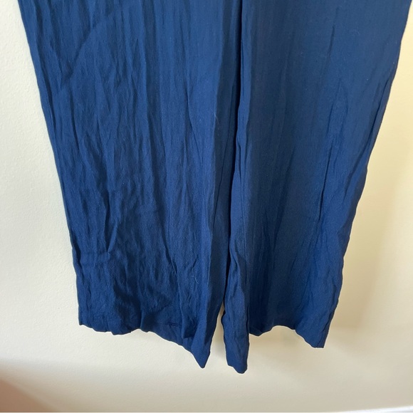 Madewell Navy Blue Smocked Button-Front Crop Wide Leg Jumpsuit Size 0T - Picture 5 of 14